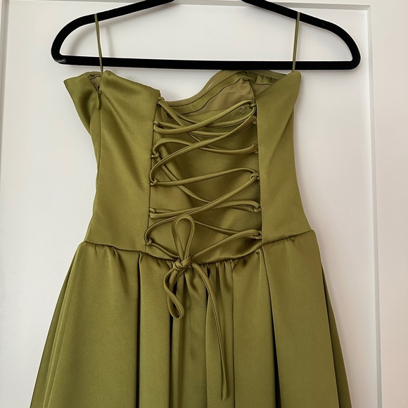 BHLDN Strapless Green Gown - mordernwear.com